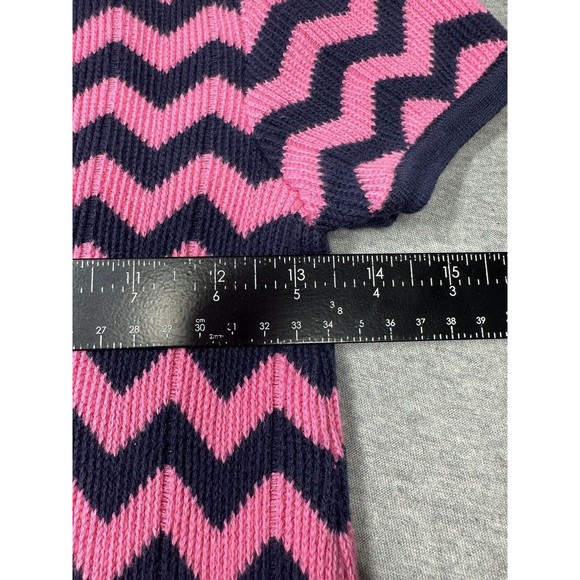 Lilly Pulitzer Little Santana Chevron Sweater Dress Pink & Navy Blue Large 8-10 - Picture 6 of 8